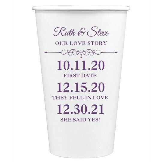 Our Love Story Paper Coffee Cups